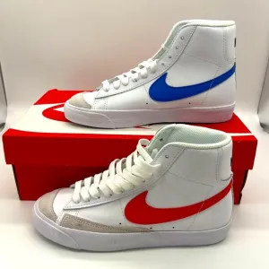 Nike unisex-child Blazer Mid 77 size 5.5 youth White/Habanero Red, White/Blue