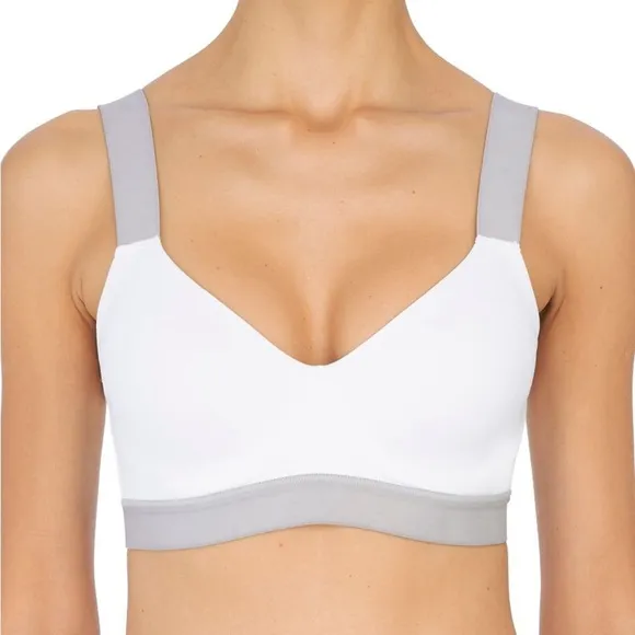 NWT Natori Women’s Dynamic Convertible Contour Sports Bra in White/Lead in 34DDD