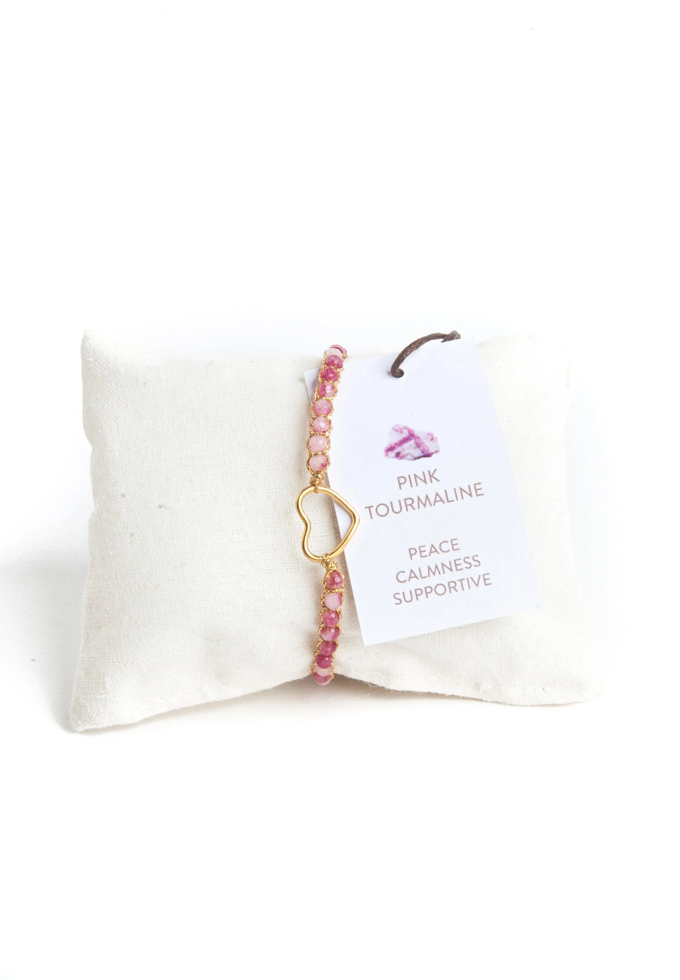 Pink Tourmaline Heart Bracelet | Gold