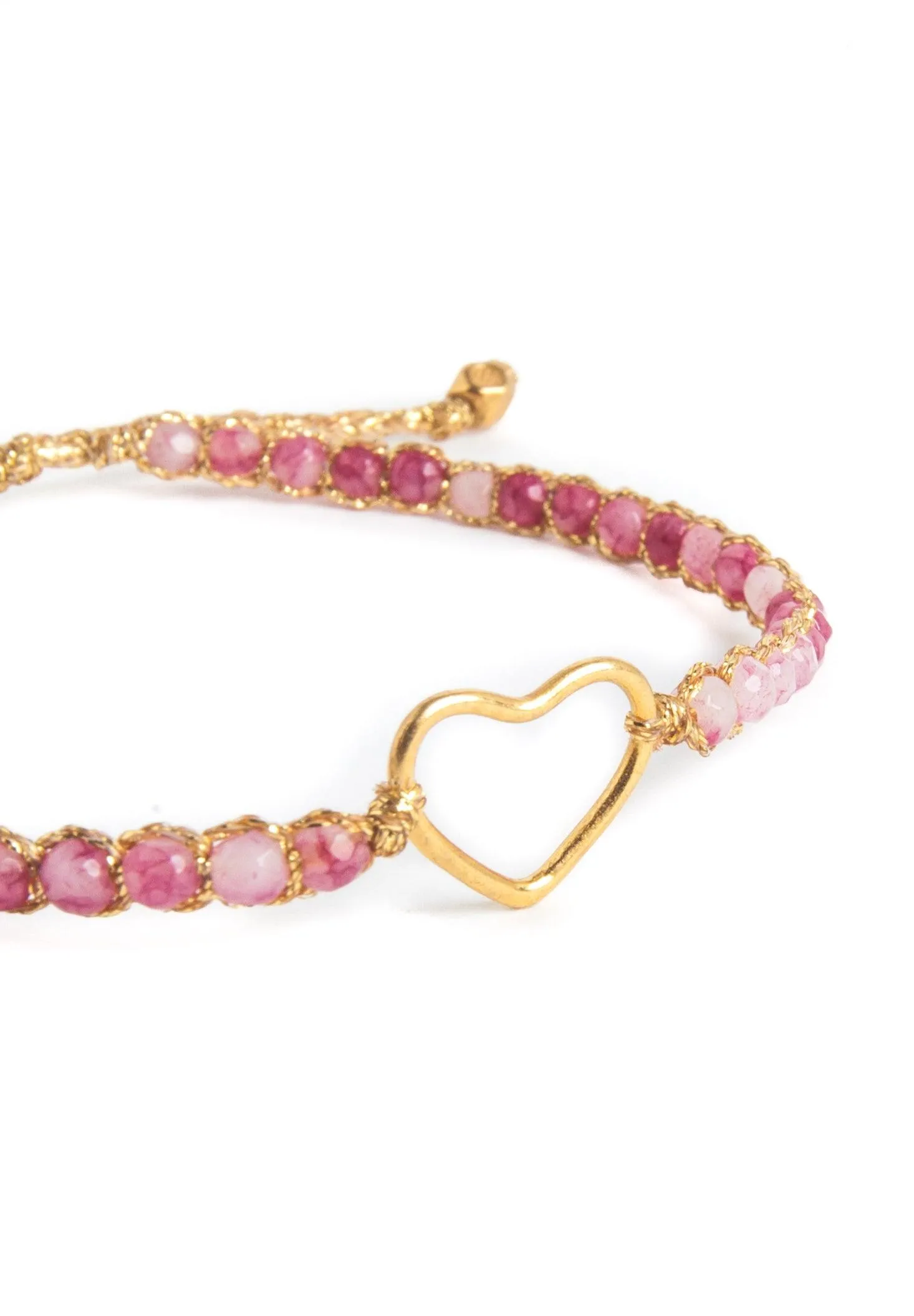 Pink Tourmaline Heart Bracelet | Gold