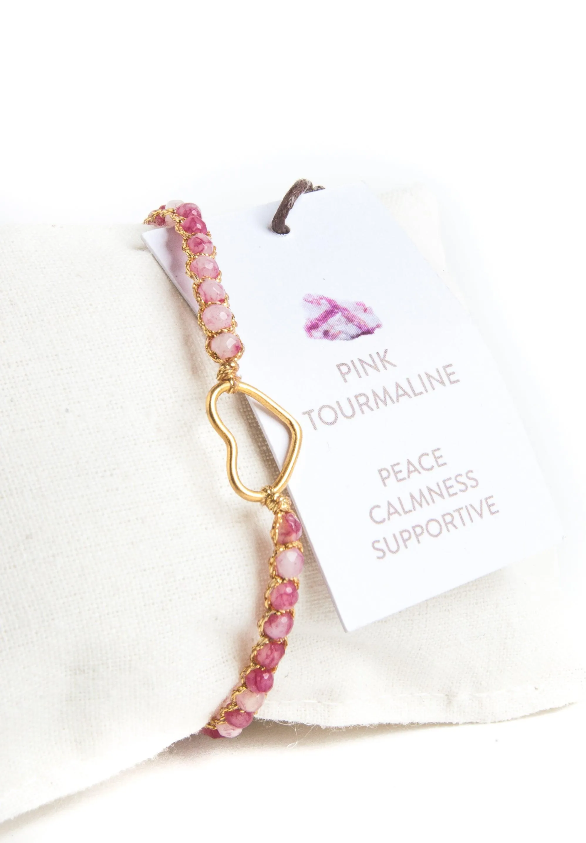 Pink Tourmaline Heart Bracelet | Gold