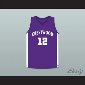 Player 12 Crestwood High School Knights Purple Basketball Jersey