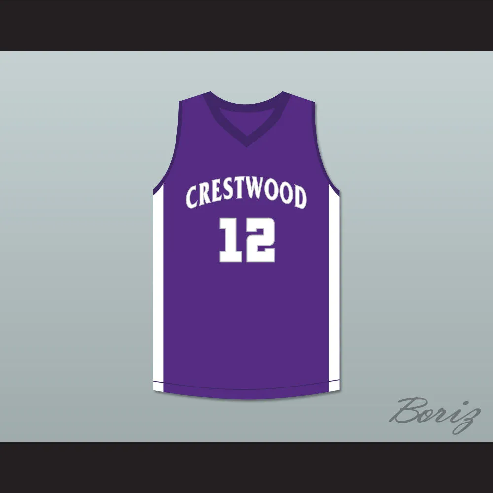 Player 12 Crestwood High School Knights Purple Basketball Jersey