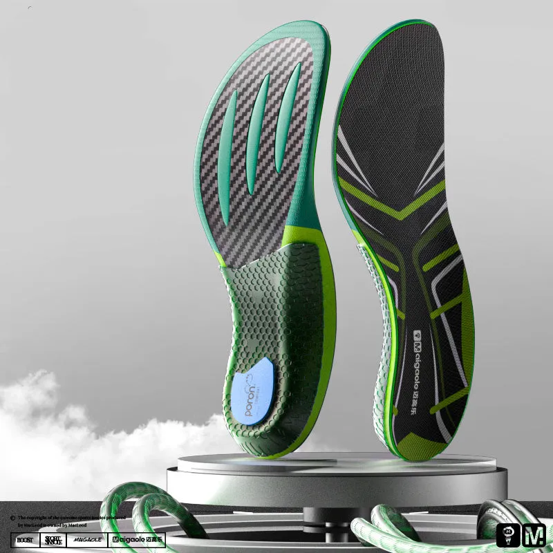 Premium Carbon Plate Running Insoles for Enhanced Propulsion and Speed Rebound - Full-Length Design for Marathon and Racing Performance