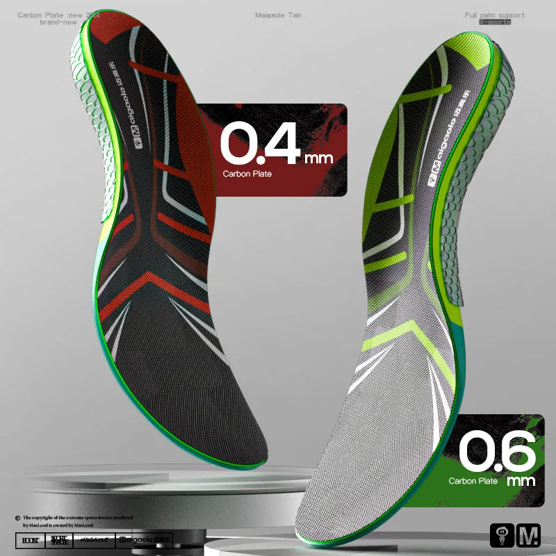 Premium Carbon Plate Running Insoles for Enhanced Propulsion and Speed Rebound - Full-Length Design for Marathon and Racing Performance