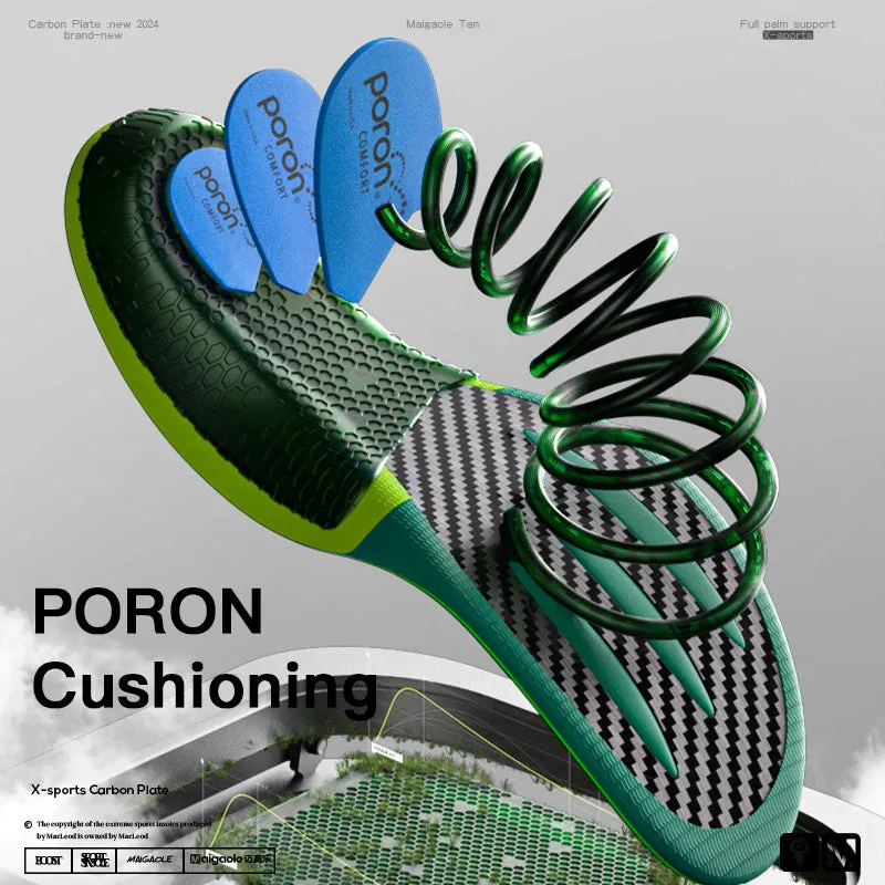 Premium Carbon Plate Running Insoles for Enhanced Propulsion and Speed Rebound - Full-Length Design for Marathon and Racing Performance