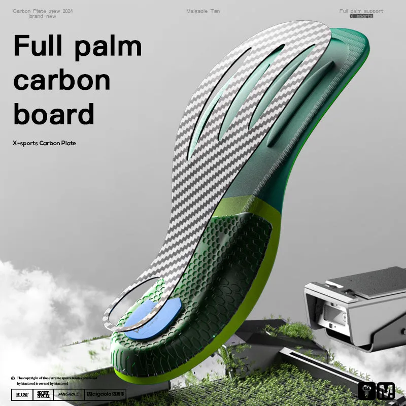Premium Carbon Plate Running Insoles for Enhanced Propulsion and Speed Rebound - Full-Length Design for Marathon and Racing Performance