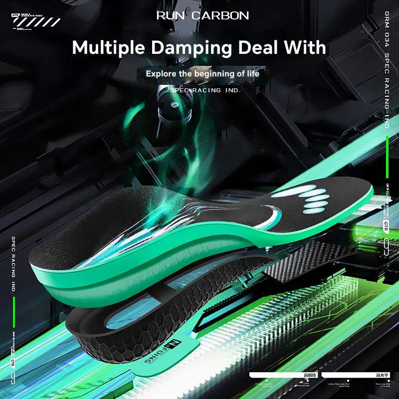 Premium Carbon Plate Running Insoles for Enhanced Propulsion and Speed Rebound - Full-Length Design for Marathon and Racing Performance