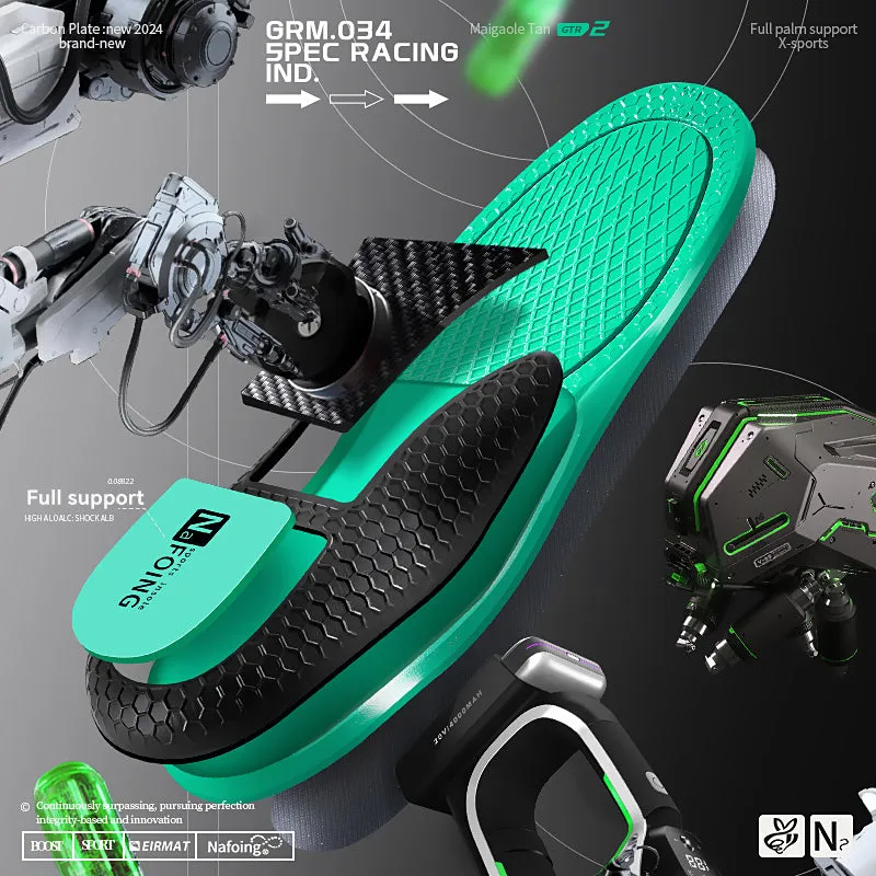 Premium Carbon Plate Running Insoles for Enhanced Propulsion and Speed Rebound - Full-Length Design for Marathon and Racing Performance