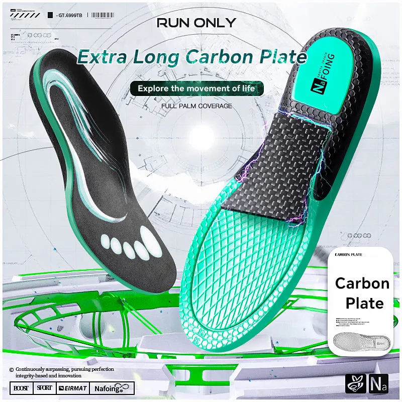 Premium Carbon Plate Running Insoles for Enhanced Propulsion and Speed Rebound - Full-Length Design for Marathon and Racing Performance