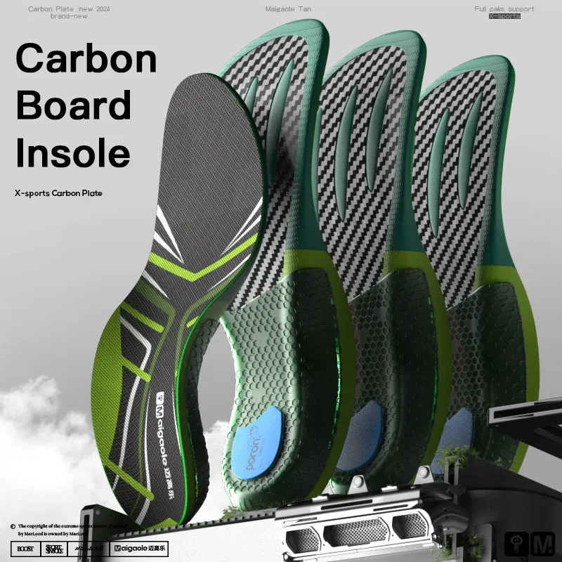 Premium Carbon Plate Running Insoles for Enhanced Propulsion and Speed Rebound - Full-Length Design for Marathon and Racing Performance