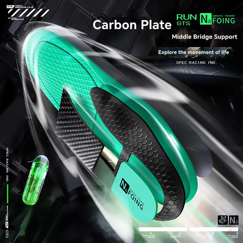 Premium Carbon Plate Running Insoles for Enhanced Propulsion and Speed Rebound - Full-Length Design for Marathon and Racing Performance