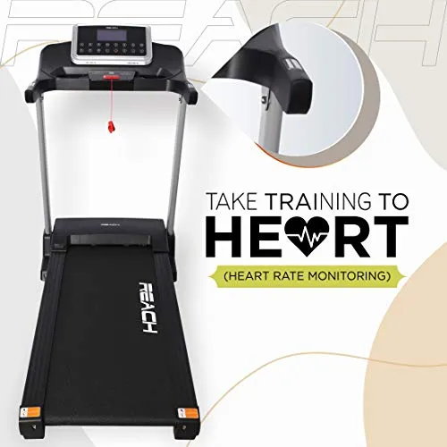 Reach T-601 5.5 HP Peak Foldable Treadmill | Auto Incline with Powerful Motor for Jogging Running Fitness | For Home Gym Cardio | Max User Weight 110 Kgs | With 15 Preset Workouts & LCD display
