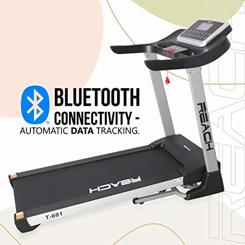 Reach T-601 5.5 HP Peak Foldable Treadmill | Auto Incline with Powerful Motor for Jogging Running Fitness | For Home Gym Cardio | Max User Weight 110 Kgs | With 15 Preset Workouts & LCD display