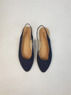 Rollie navy suede perforated sling back shoes size 38