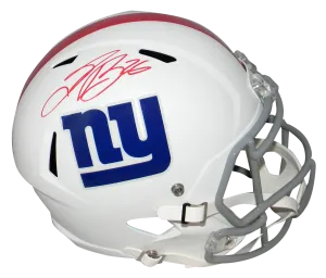 SAQUON BARKLEY SIGNED NEW YORK GIANTS FLAT WHITE FULL SIZE SPEED HELMET BECKETT
