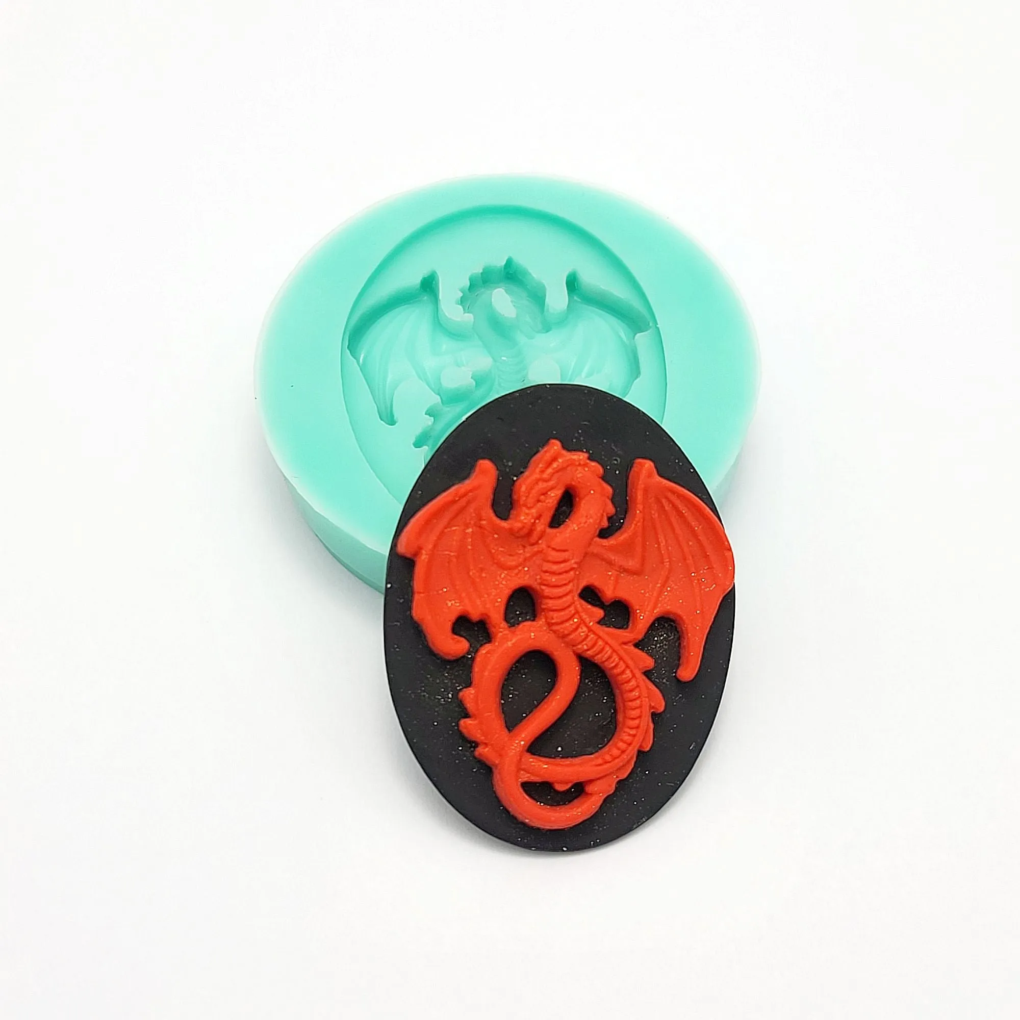 Silicone Mold   Dragon Cameo  Flexible  for Crafts, Resin,  Clay.