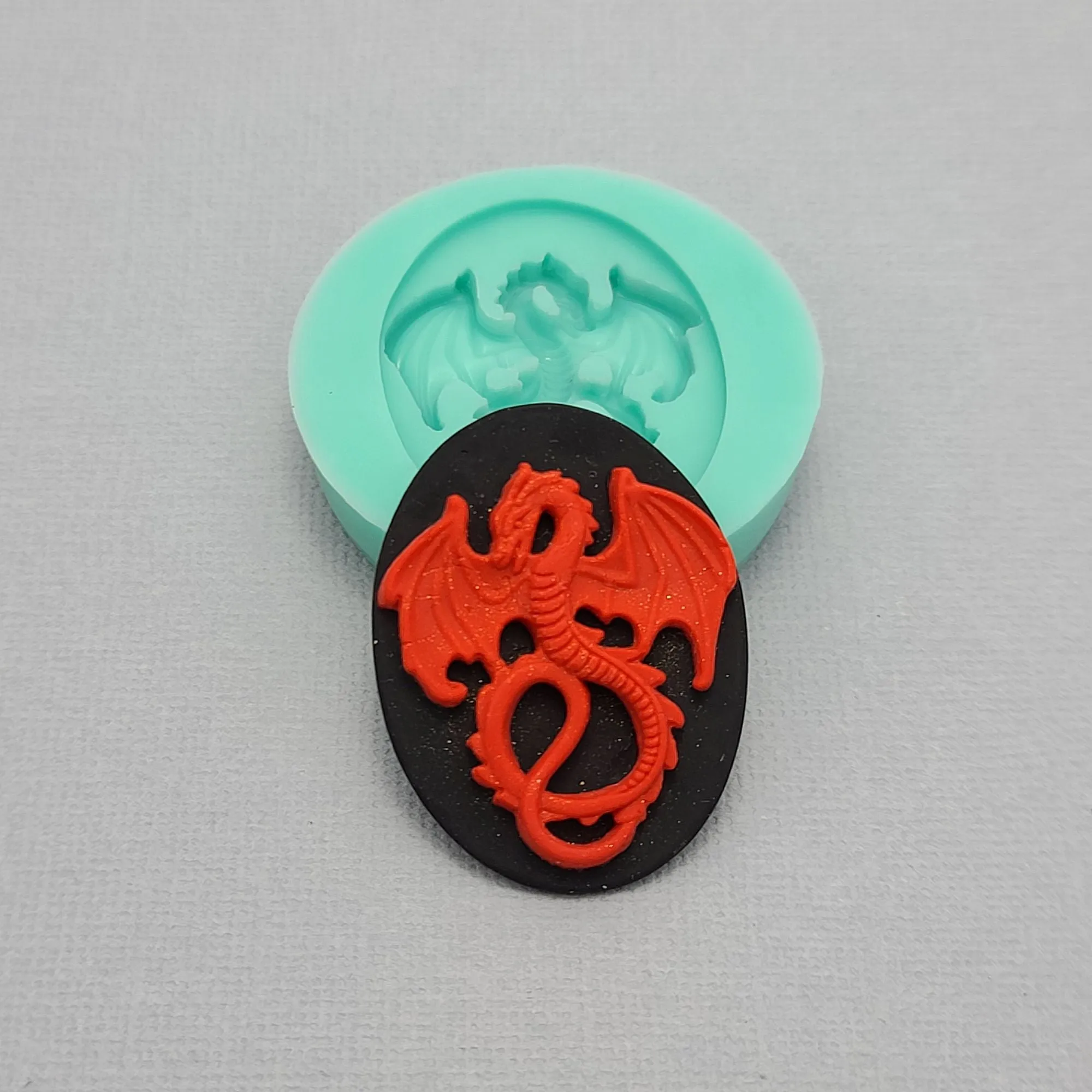 Silicone Mold   Dragon Cameo  Flexible  for Crafts, Resin,  Clay.