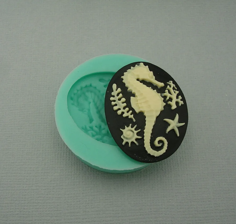 Silicone Mold   Seahorse Cameo  Flexible  for Crafts, Resin,  Clay.