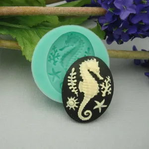 Silicone Mold   Seahorse Cameo  Flexible  for Crafts, Resin,  Clay.