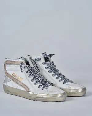 slide leather upper suede star and list tejus print leather wave sparkle foxing - white/black/taupe 10874