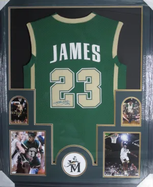 St. Vincent Lebron James Hand Signed Autographed High School Custom Green Jersey Framed & Matted with COA