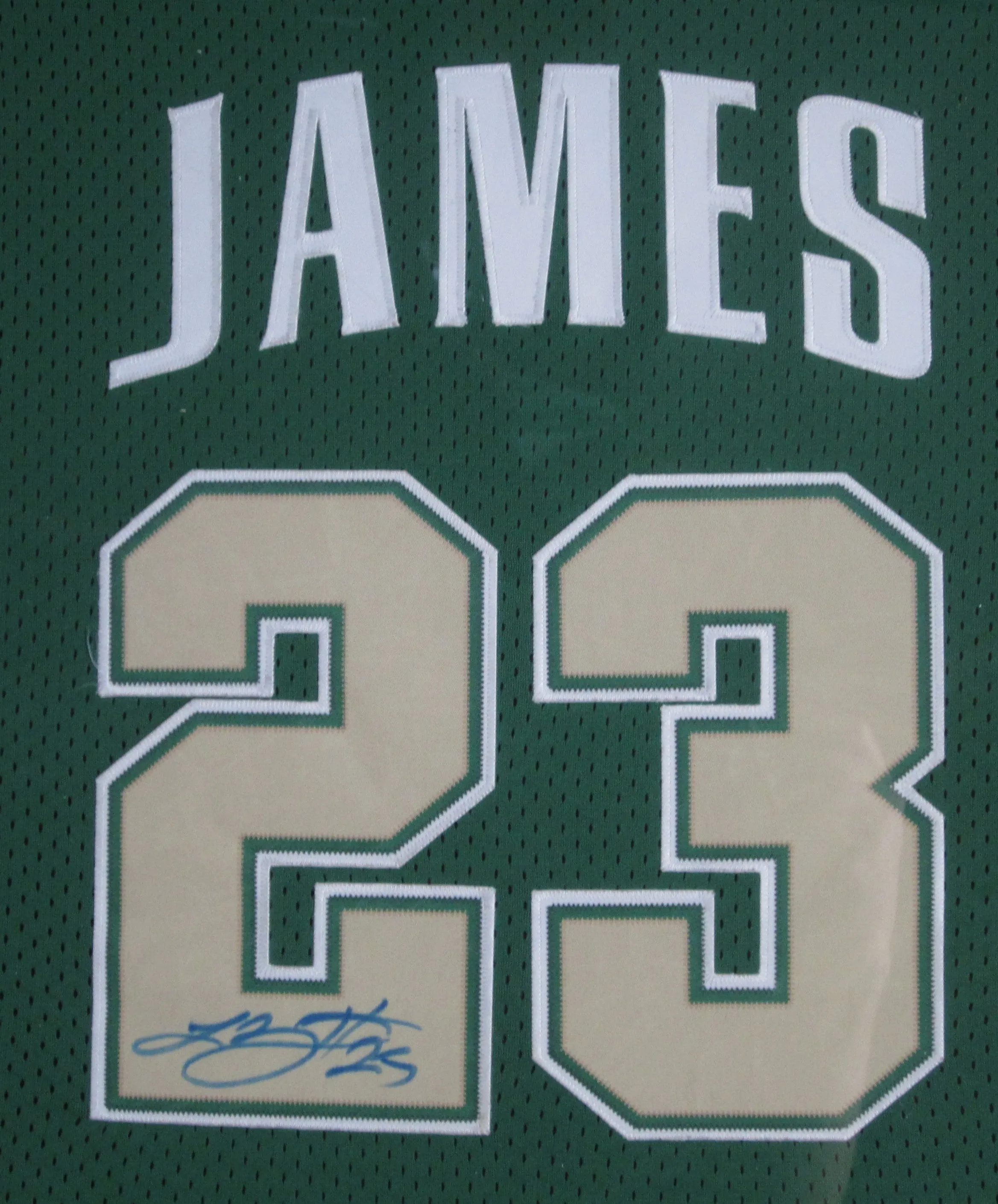 St. Vincent Lebron James Hand Signed Autographed High School Custom Green Jersey Framed & Matted with COA