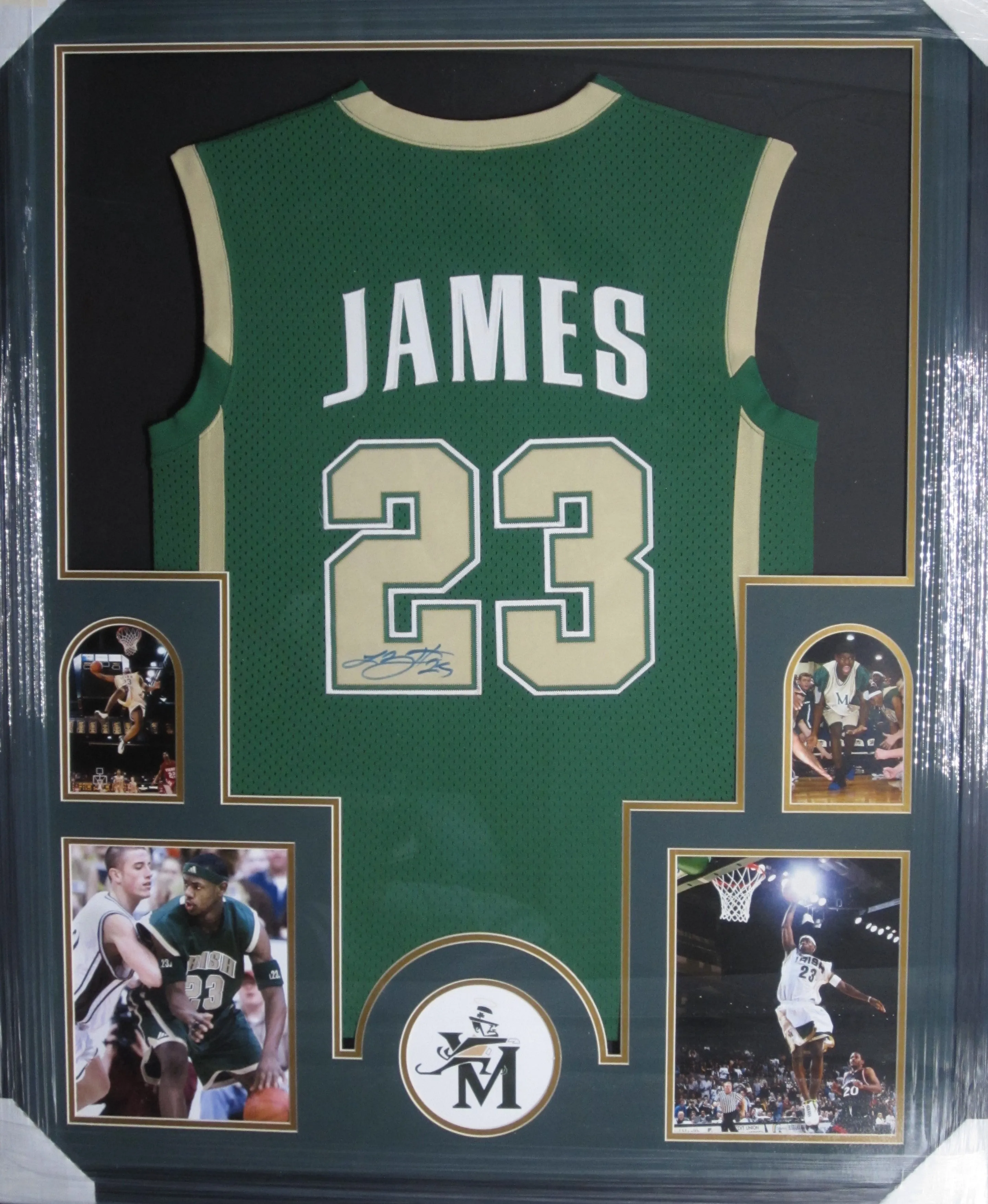 St. Vincent Lebron James Hand Signed Autographed High School Custom Green Jersey Framed & Matted with COA
