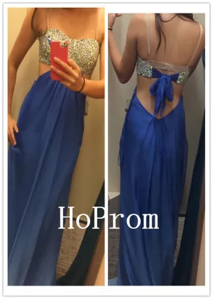 Strapless Beads Prom Dresses,Royal Blue Prom Dress,Evening Dress