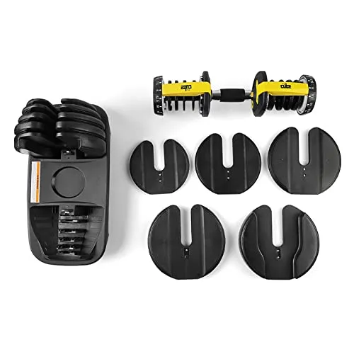 The Cube Club PowerBells | 2 x Adjustable Dumbbells for Men & Women for Fitness and Home Workout (2.5kg to 24kg) | Alloy Steel & Plastic | Black