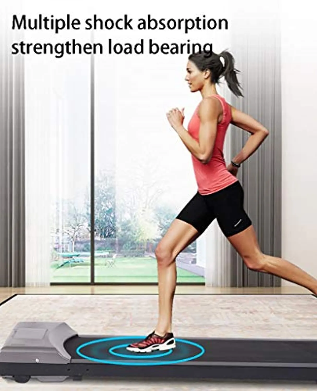 TOE Treadmill 1.0HP Free Installation Silent Walking Jogging Machine with Remote Control Shock Absorption LED Display for Small Apartment Home Office 264lbs Max Capacity