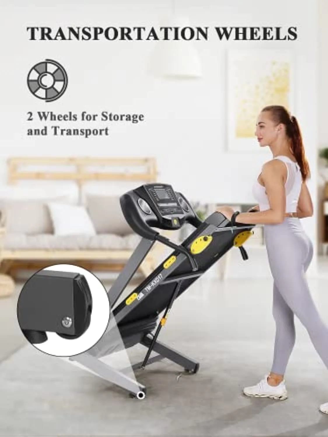 Treadmill for Home Use 17'' Wide Folding Treadmill Electric Treadmill Workout Running Machine with 3-Level Manual Incline Adjustment & 15 Pre-Set Training Programs Large LCD Display