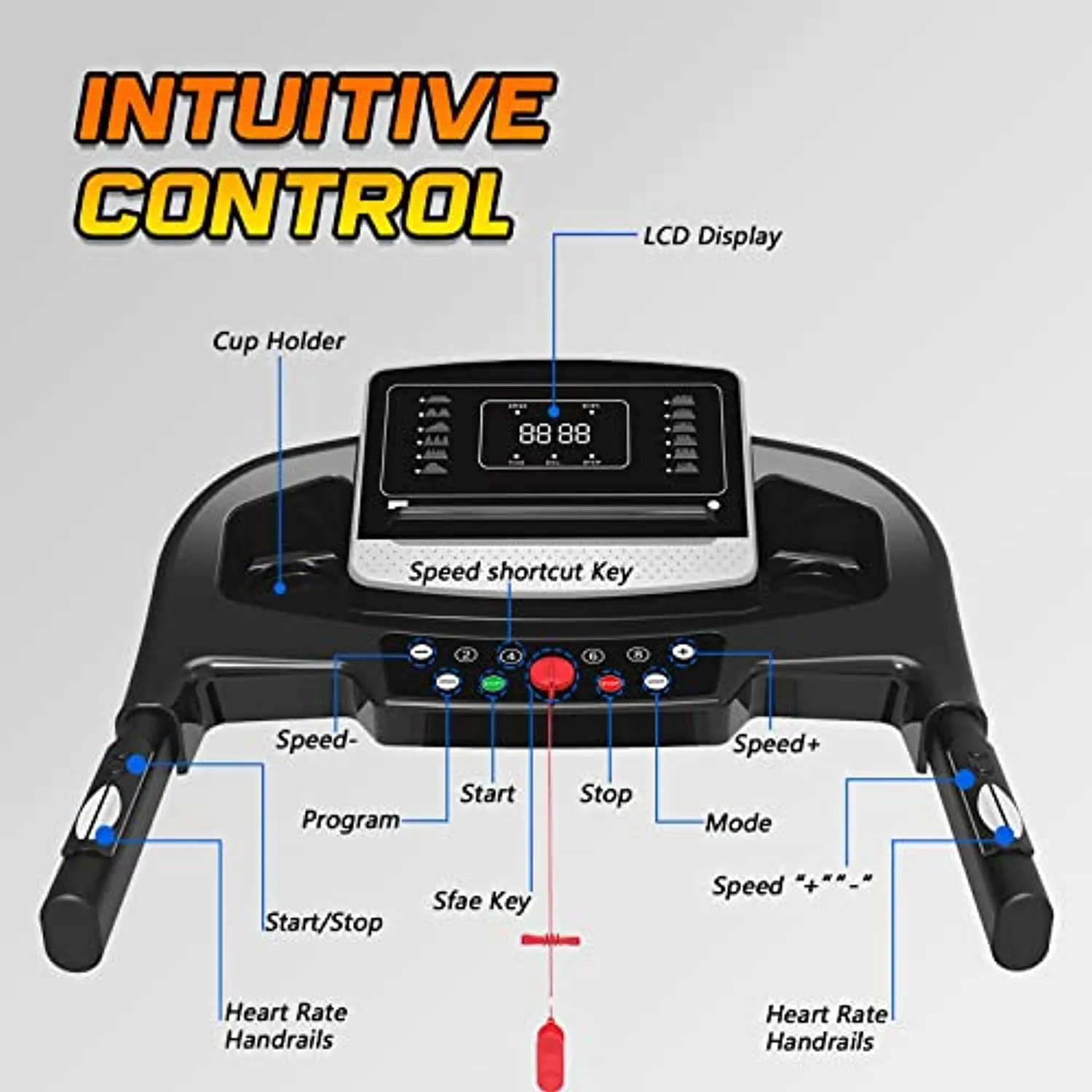 Treadmill,Folding Treadmill for Home Office Use for Exercise with LCD Monitor 3 Levels Manual Incline 12 Preset Program