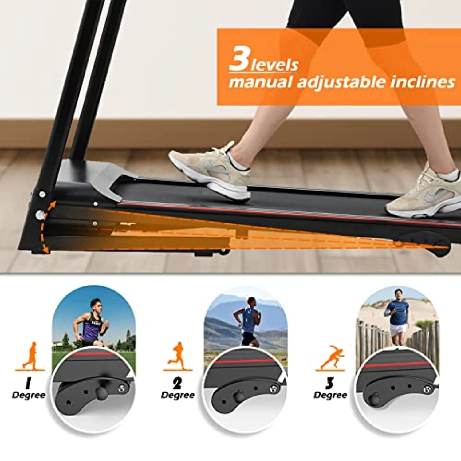 Treadmill,Folding Treadmill for Home Office Use for Exercise with LCD Monitor 3 Levels Manual Incline 12 Preset Program