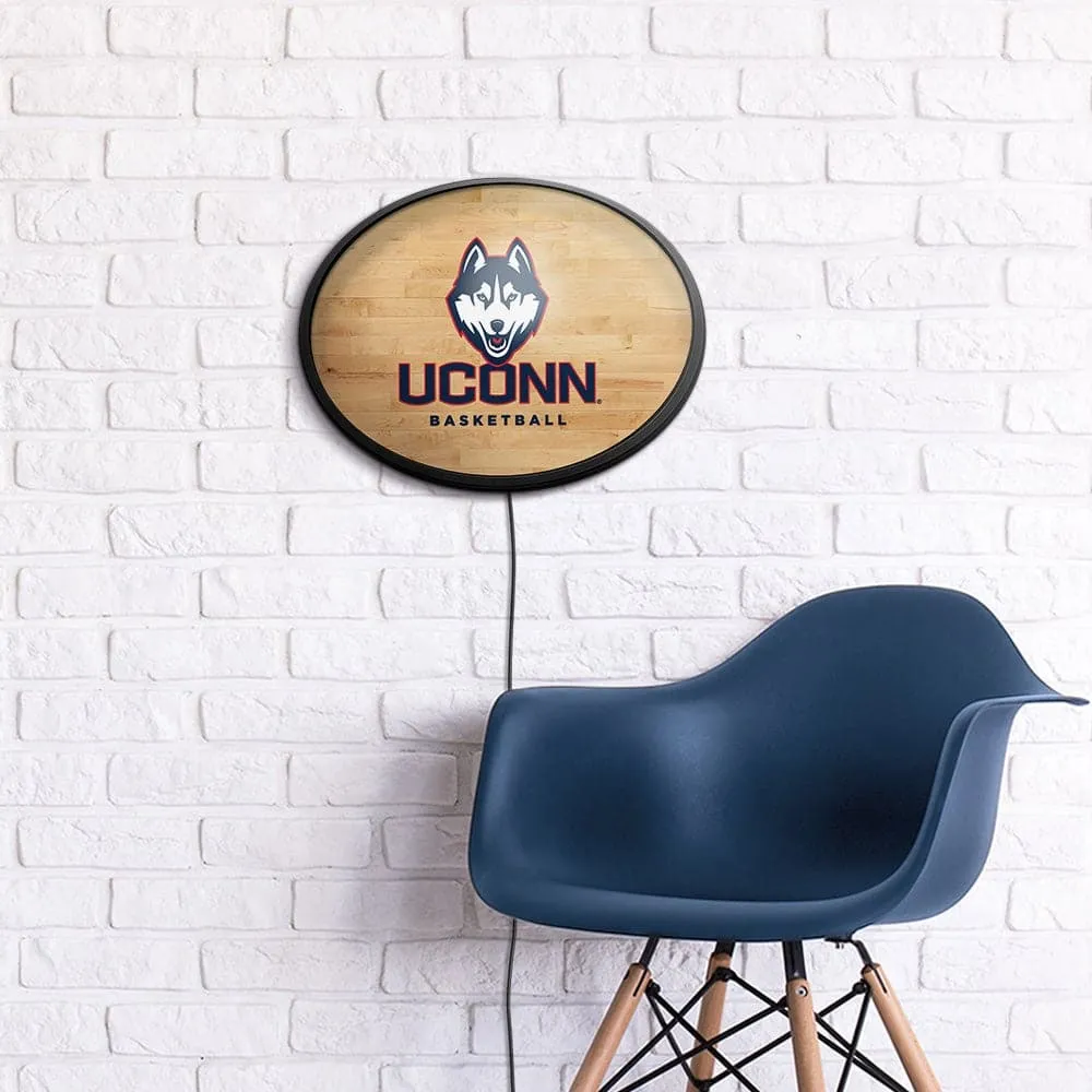 UConn Huskies: Hardwood - Oval Slimline Lighted Wall Sign