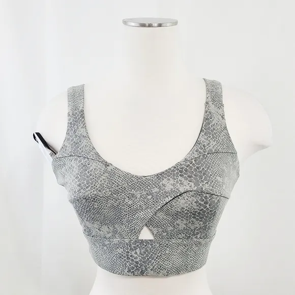 Varley Let's Go Staunton sports bra Seneca Rock Watersnake gray size XS NEW NWT