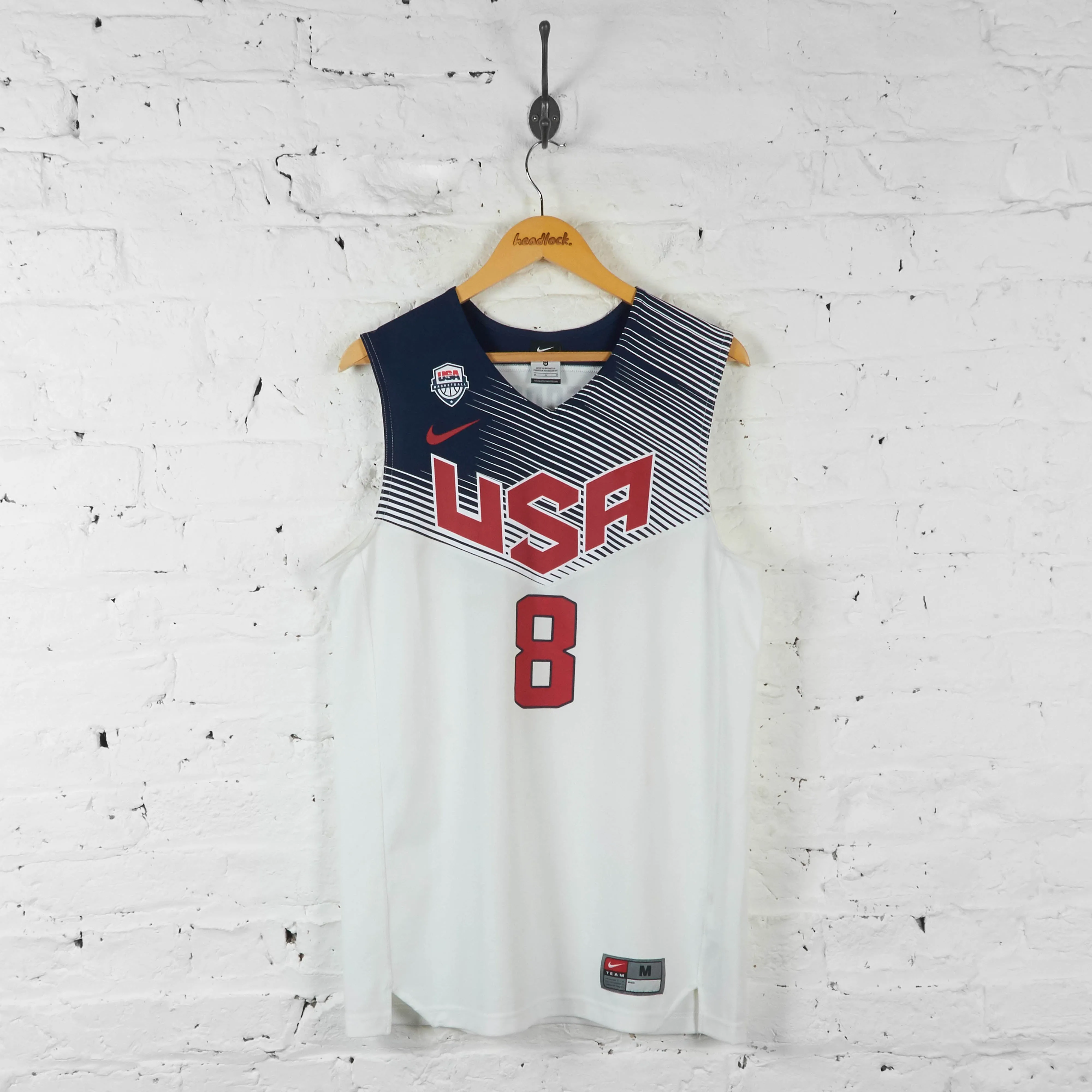 Vintage USA Basketball Jersey - White/Blue - M