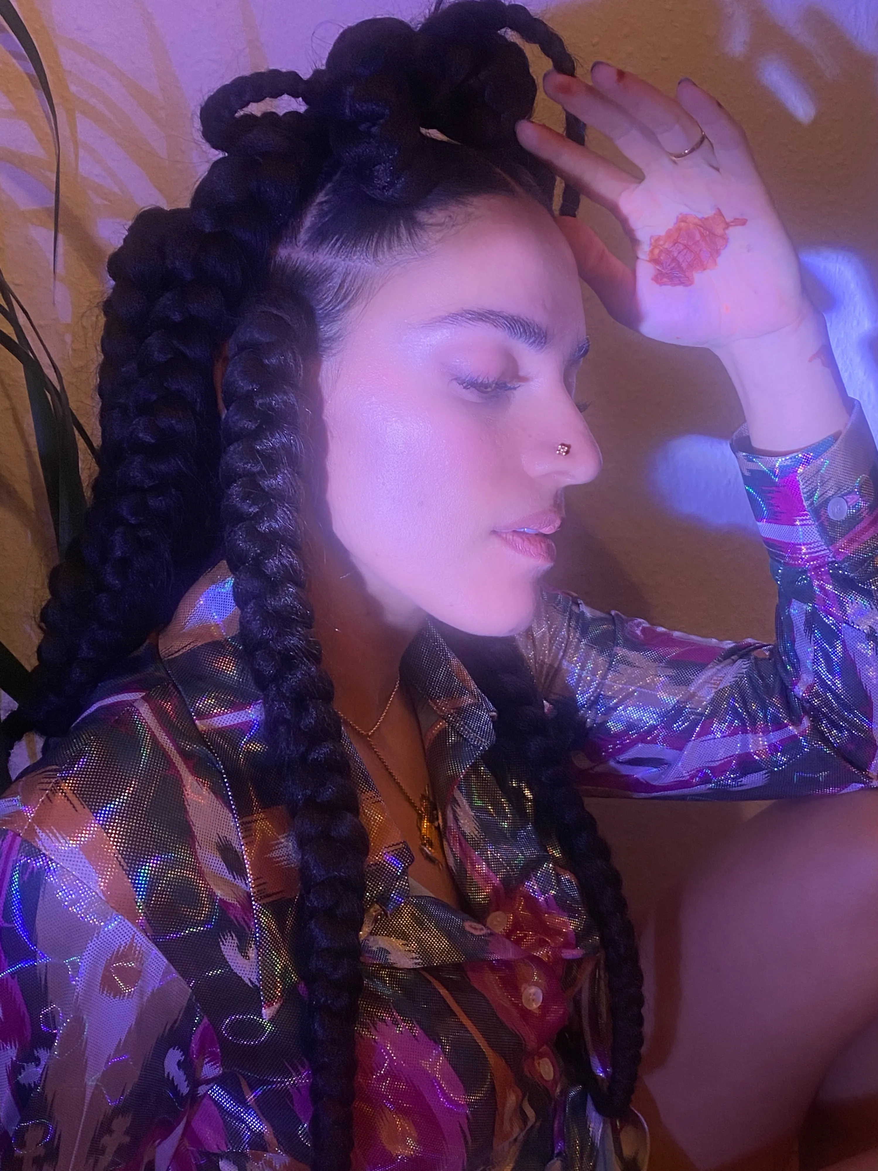 Wrap Dress in Acid Holograph Adras