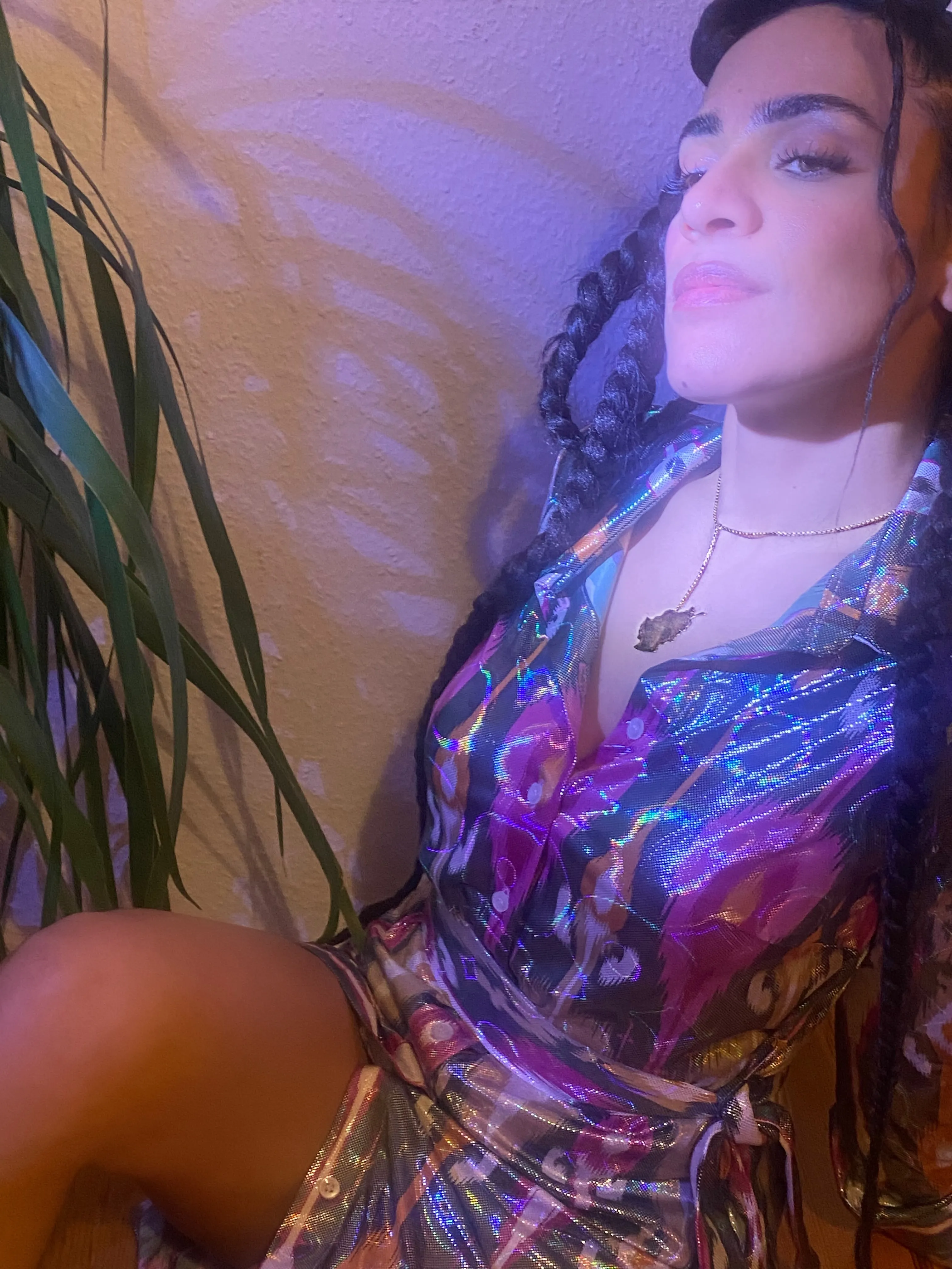 Wrap Dress in Acid Holograph Adras