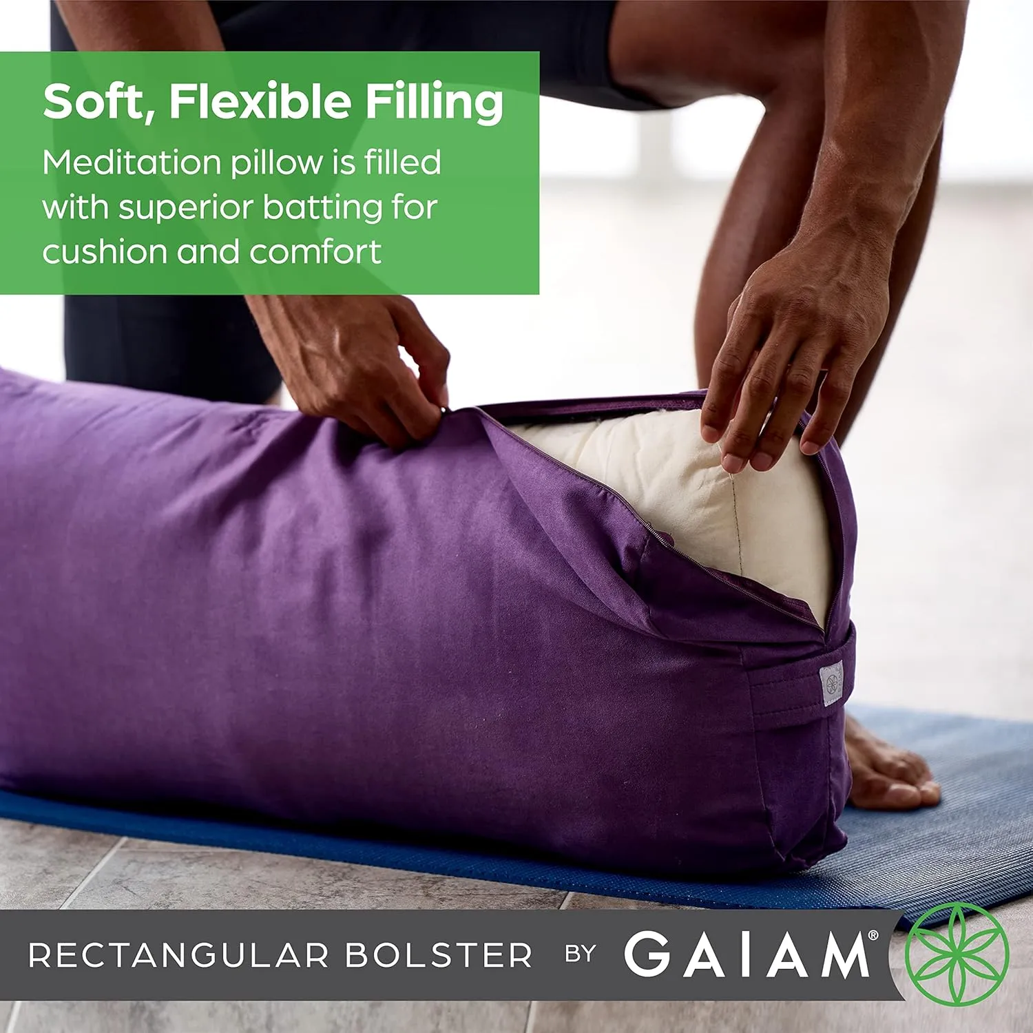 Yoga Bolster - Long, Rectangular Meditation Pillow - Supportive Cushion for Restorative Yoga