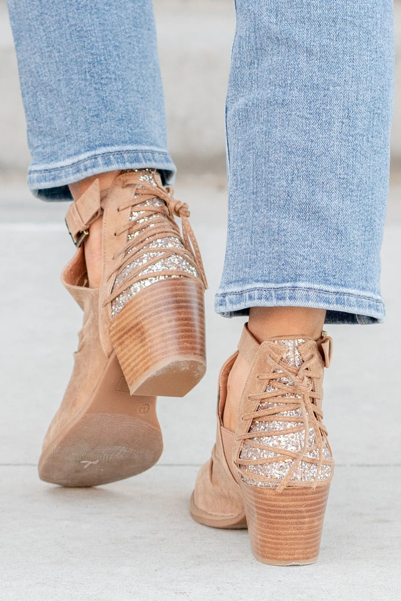 Zane Glitterati Ankle Boots - Tan