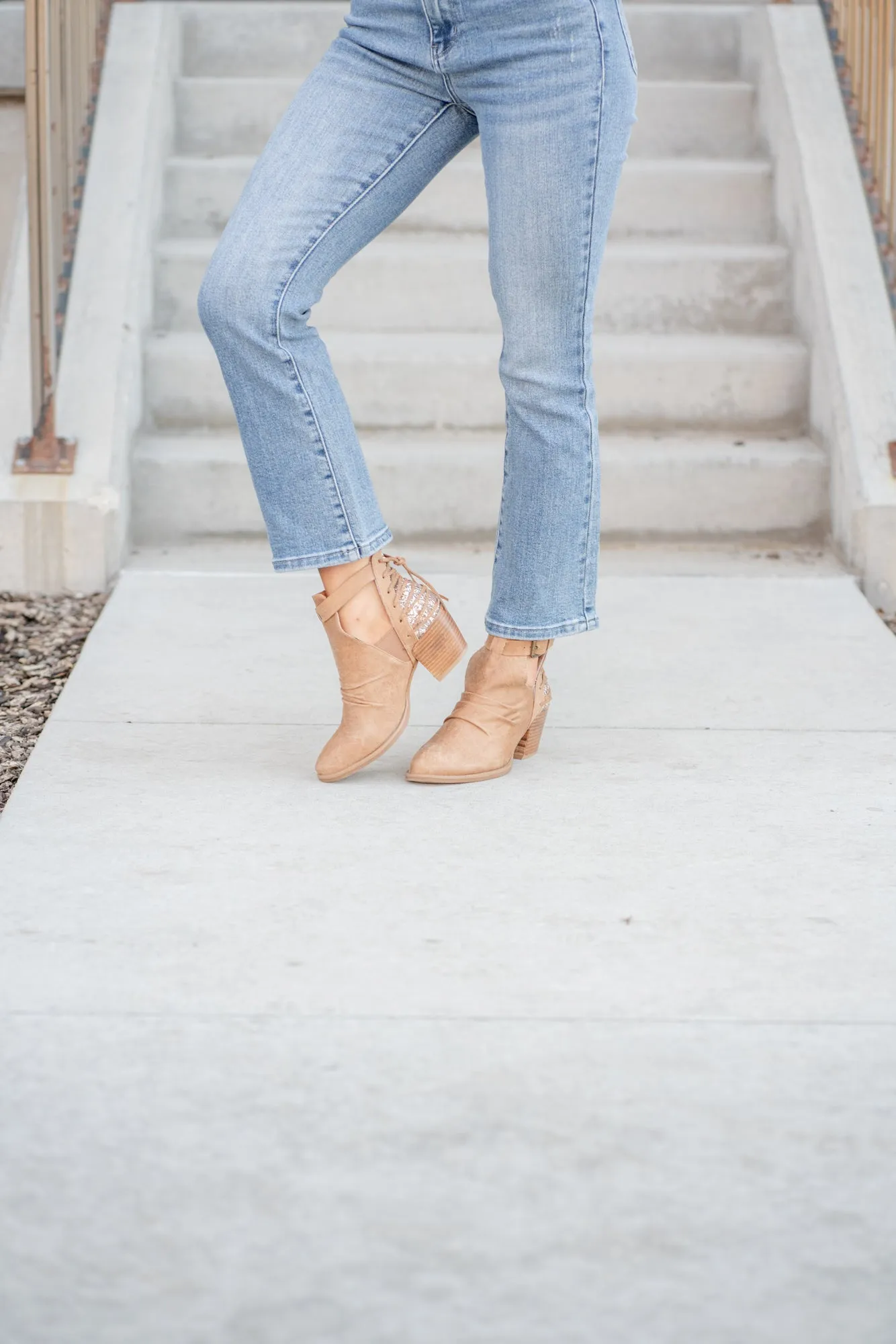 Zane Glitterati Ankle Boots - Tan